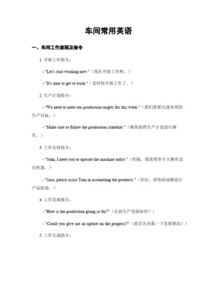 工厂常用英语翻译教学文案 从基础到实战